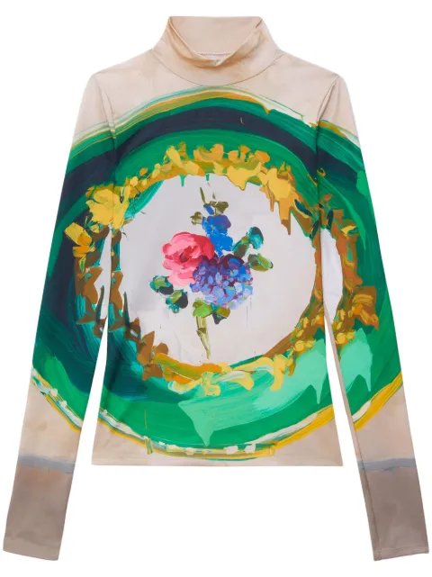 MSGM floral-print high-neck T-shirt