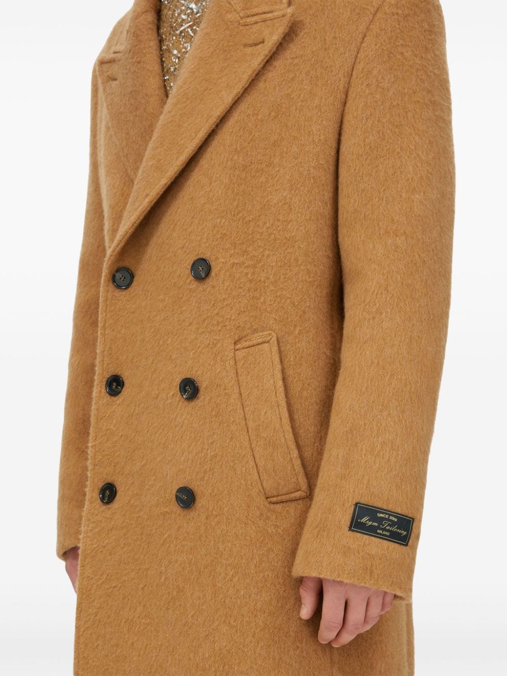 Shop Msgm Double-breasted Coat In Neutrals