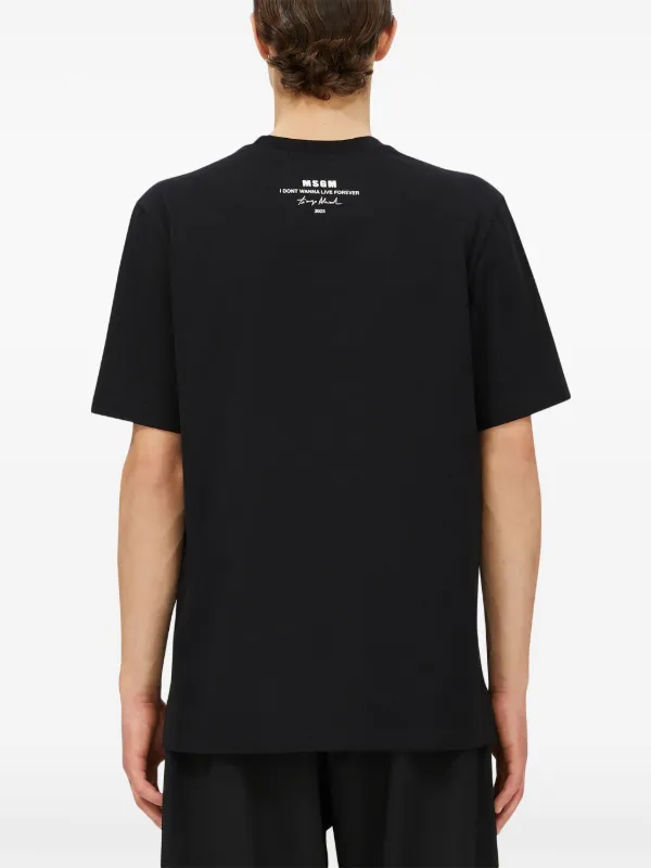 MSGM graphic-print T-shirt | Black | FARFETCH BH