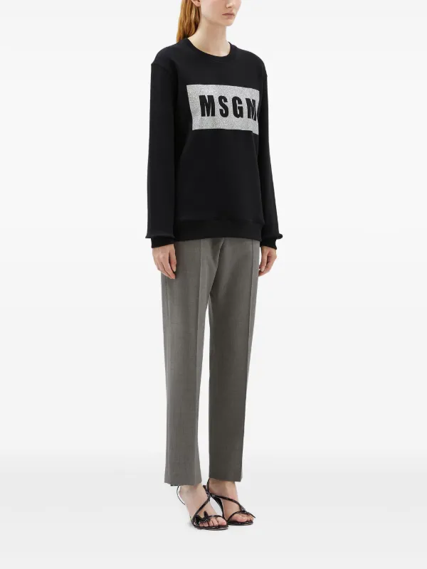 MSGM logo-print Cotton Sweatshirt | Black | FARFETCH