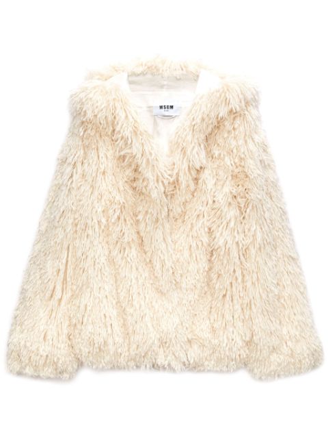 MSGM faux-fur single-breasted jacket