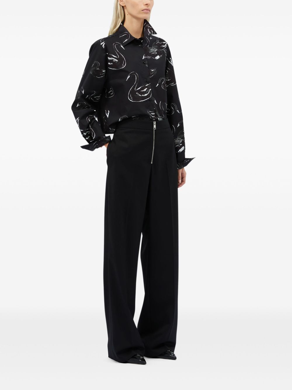 MSGM printed cropped shirt - Zwart