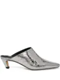 MSGM metallic leather mules - Silver