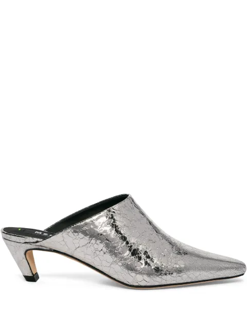 MSGM Mule de couro metalizado