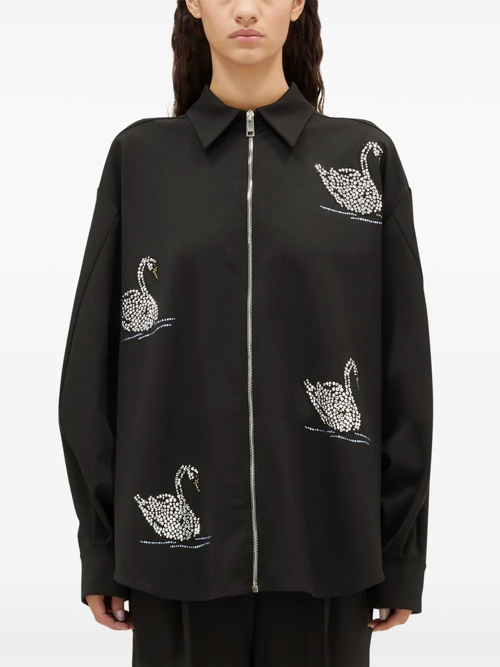 MSGM Blouse met studs en rits Zwart