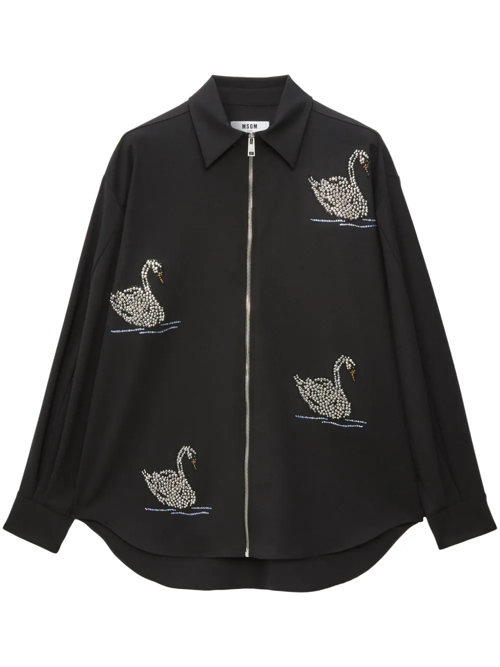 MSGM camisa con cierre y apliques | negro | Image 1