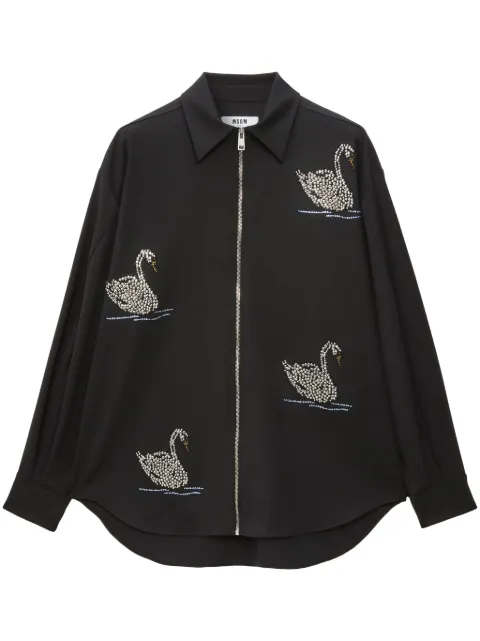 MSGM studded zip-up shirt