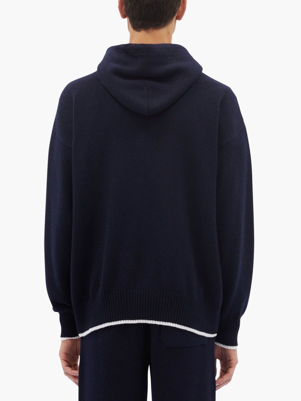 Shop Msgm Logo-print Knitted Hoodie In Blue