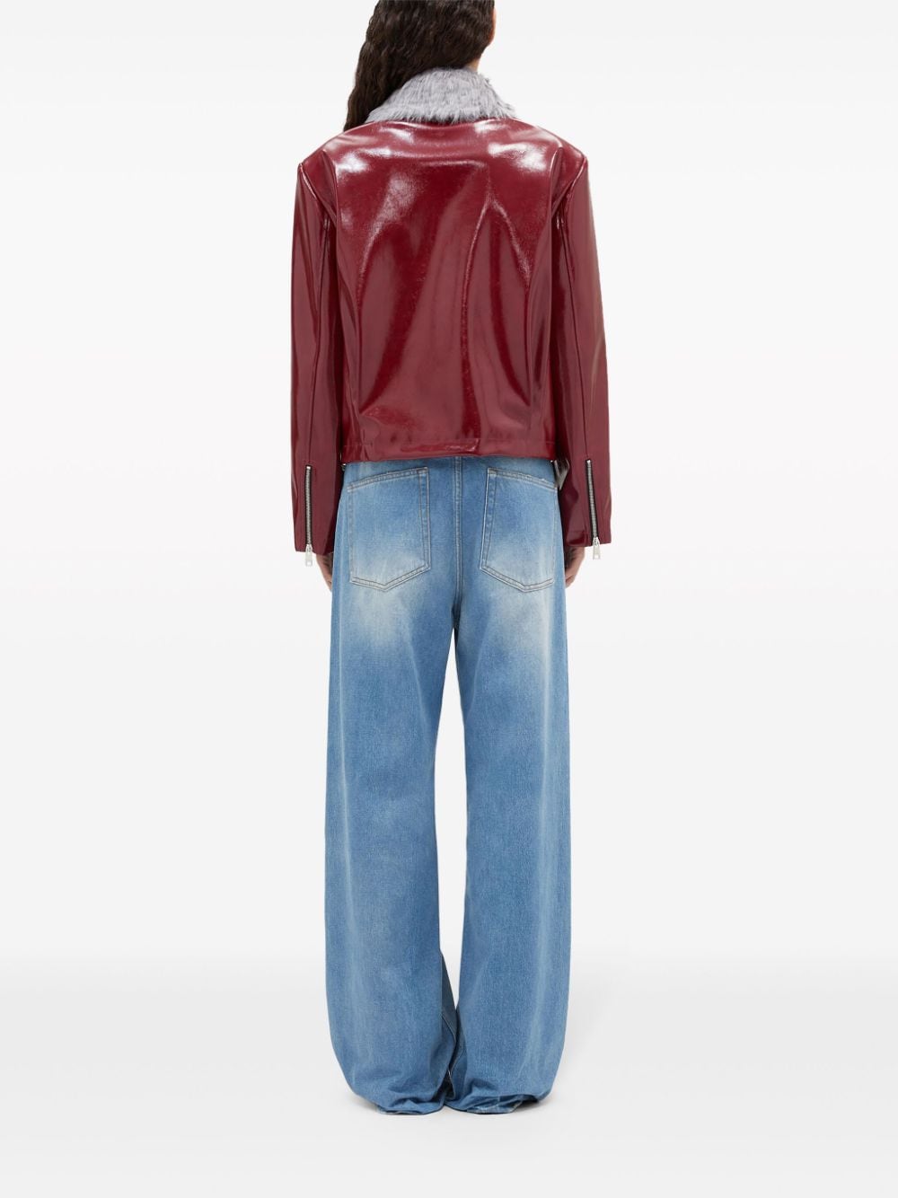 Shop Msgm Faux-leather Coated Jacket In Red