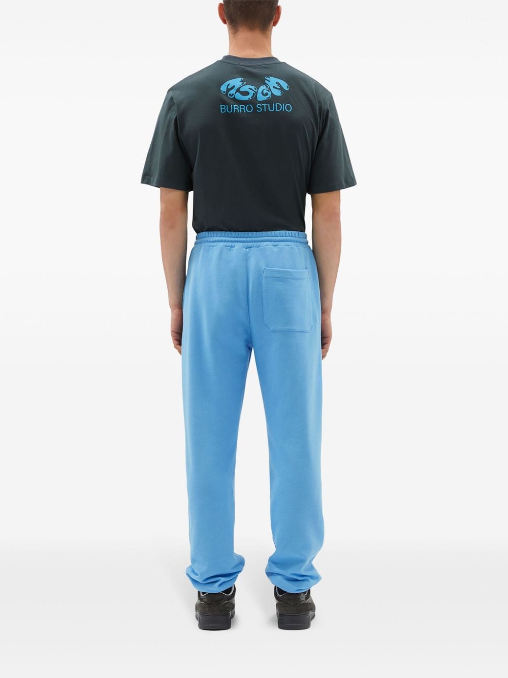 Shop Msgm Logo-print Organic Cotton Track Pants In Blue