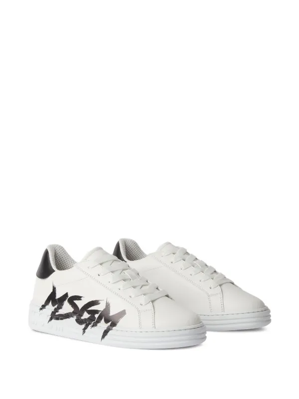 MSGM｜ (3740MM120 247799 99) MSGM logo-print Leather Sneakers | White | FARFETCH