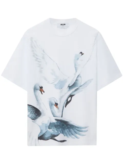 MSGM swan-print cotton T-shirt