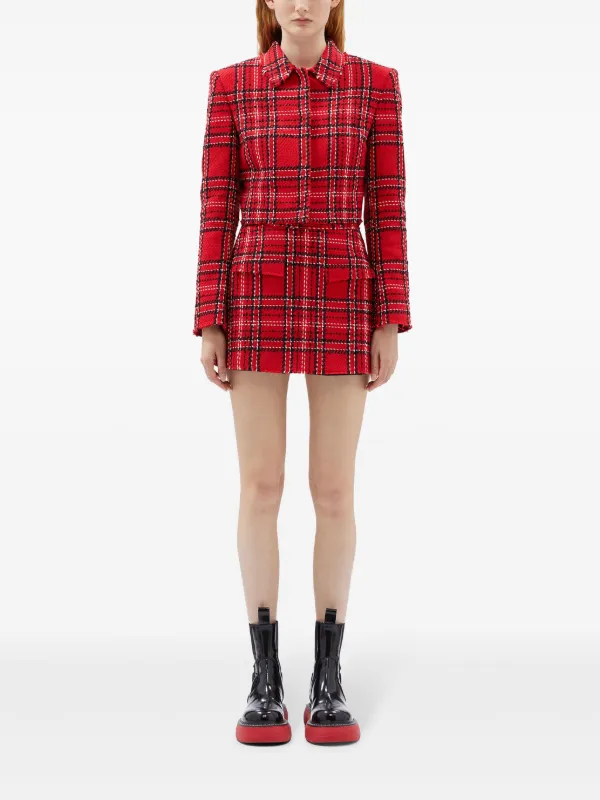 MSGM Check Shorts | Red | FARFETCH GE