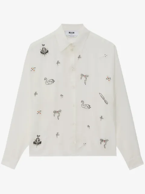 MSGM beaded button-up shirt