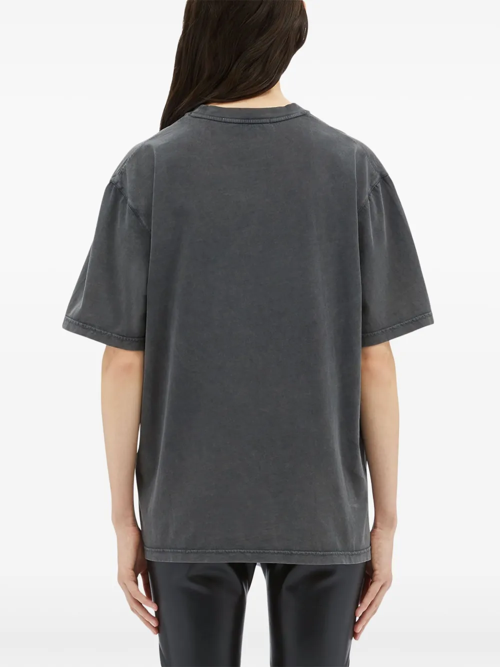 Msgm Studded-logo Faded T-shirt In Grey