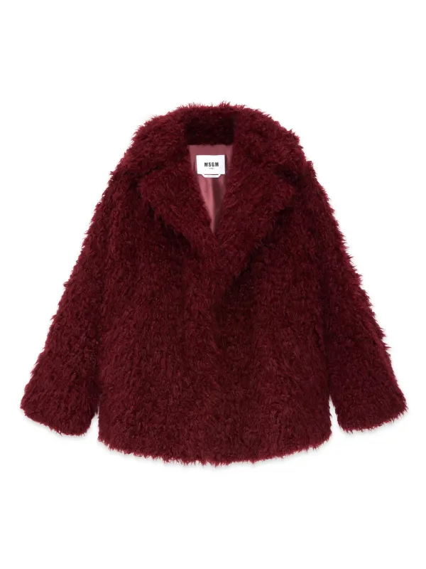MSGM エコファー コート | レッド | FARFETCH JP