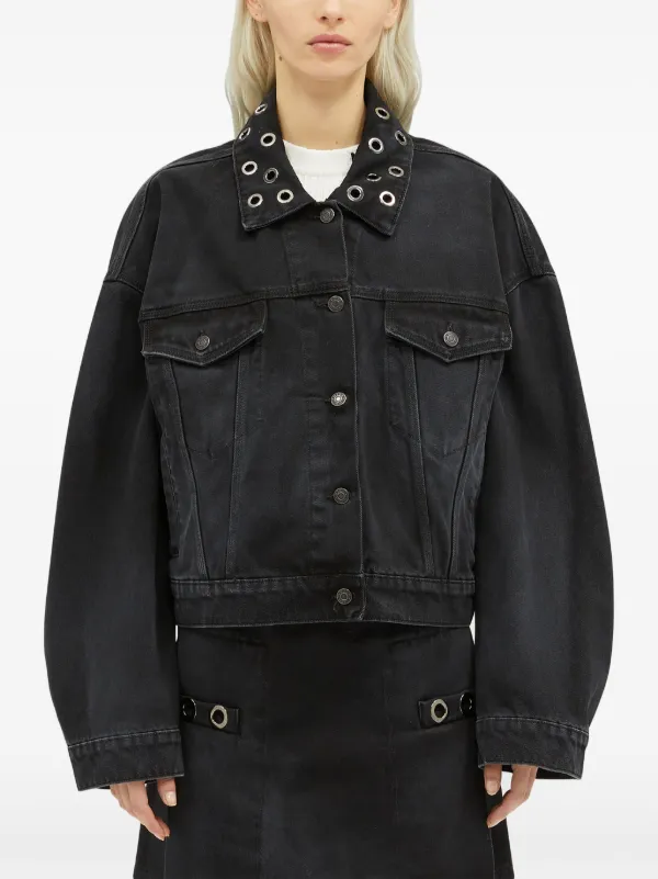 MSGM Light Wash Jacket | Black | FARFETCH SG