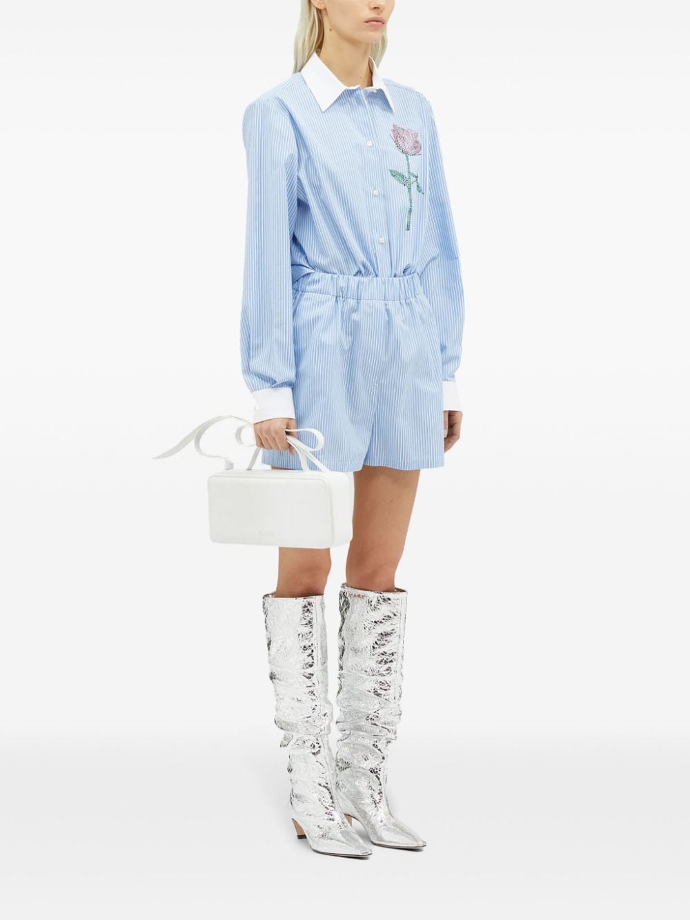 MSGM Blouse verfraaid met kristallen - Blauw