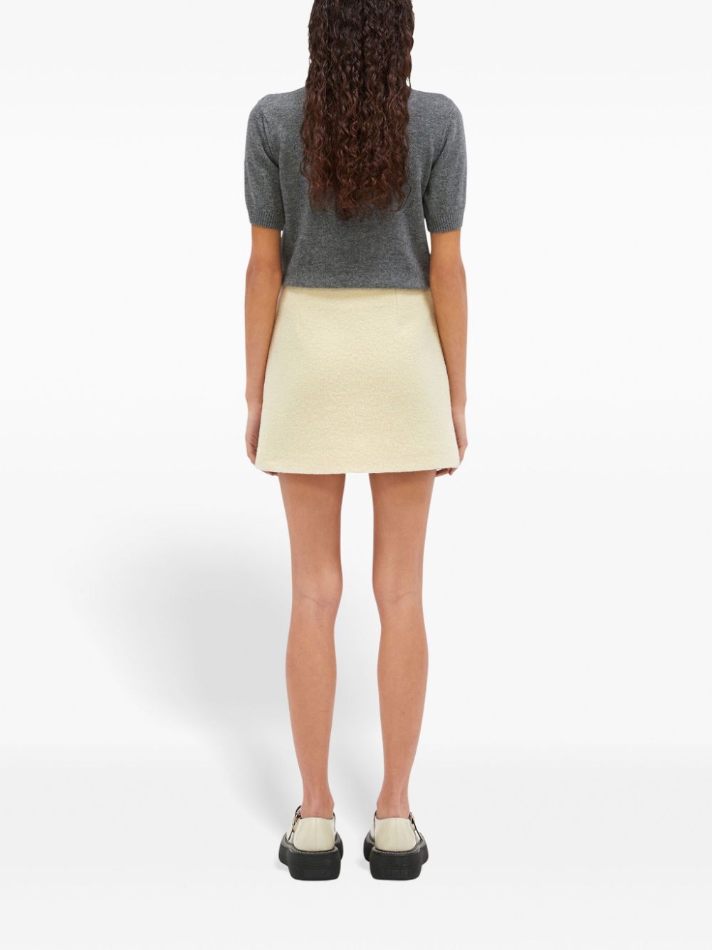 Shop Msgm Wool Mini Skirt In Neutrals