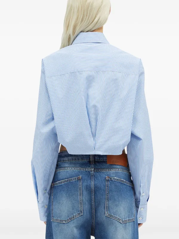 Tシャツ・カットソー MSGM COTTON CROPPED TOP MSGM - Girls White Cotton Cropped Logo T-Shirt