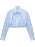 MSGM logo-embroidered striped cropped shirt - Blue