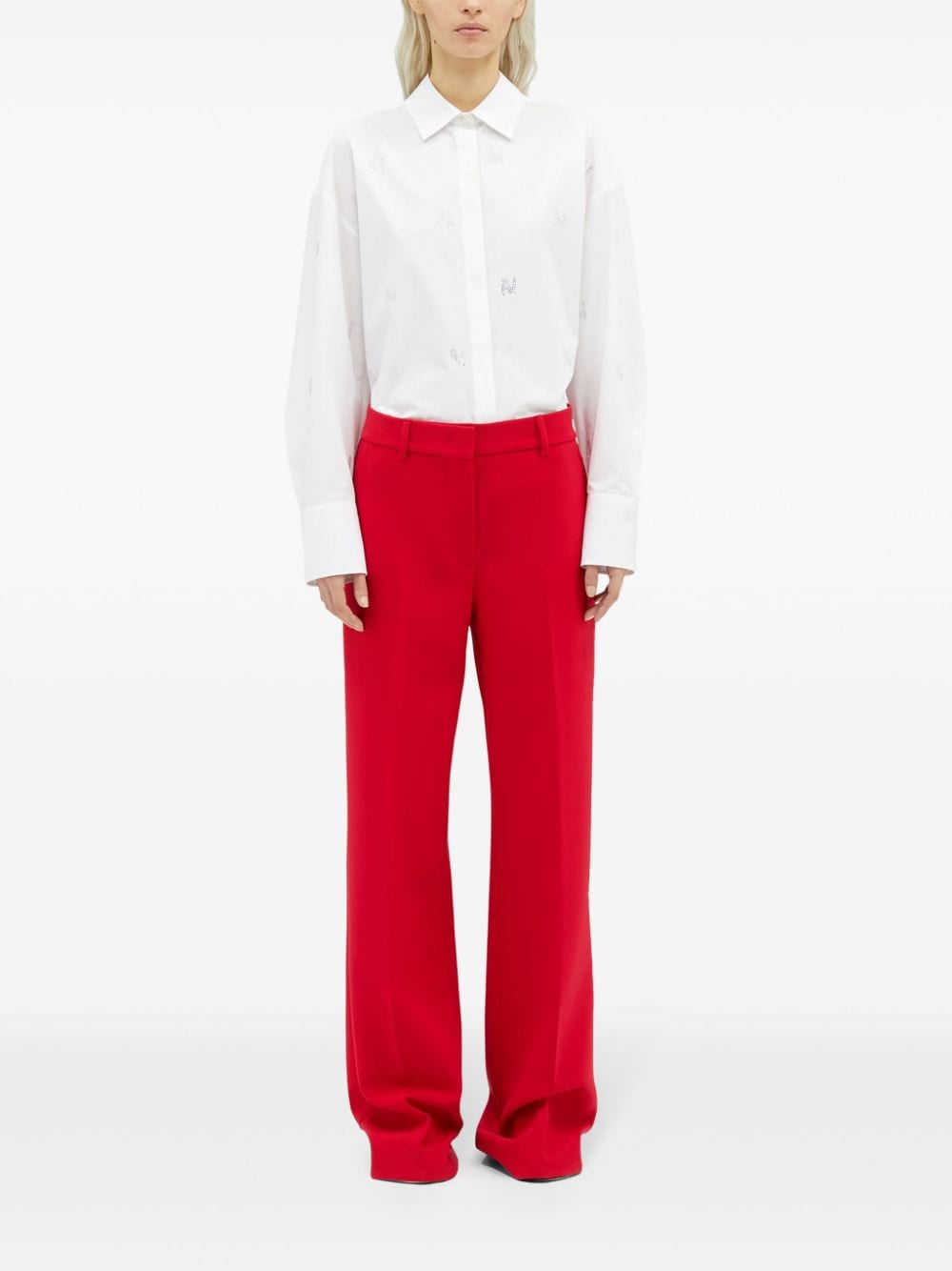 Shop Msgm High-waist Tailored Trousers In Red