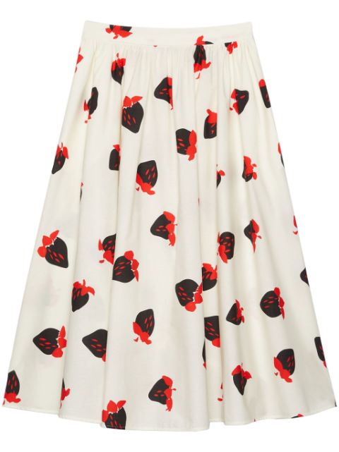 MSGM strawberry-print pleated skirt