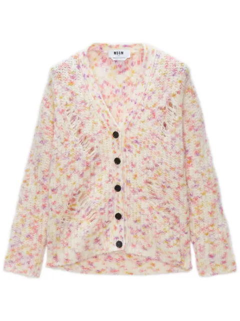 MSGM Cardigan de tricô com efeito destroyed
