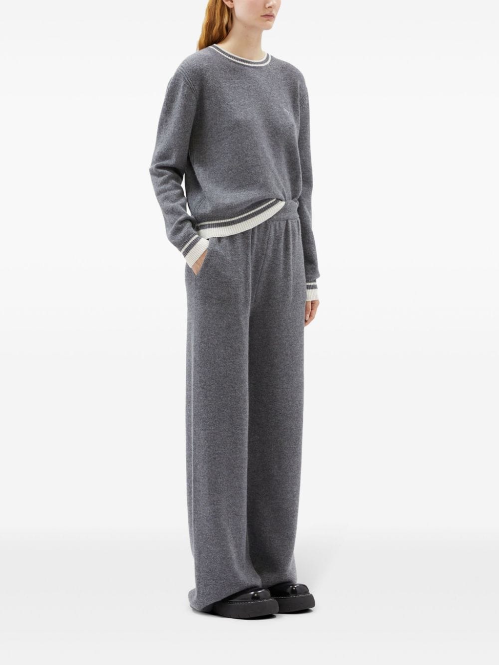 MSGM Straight broek met geborduurd logo - Grijs