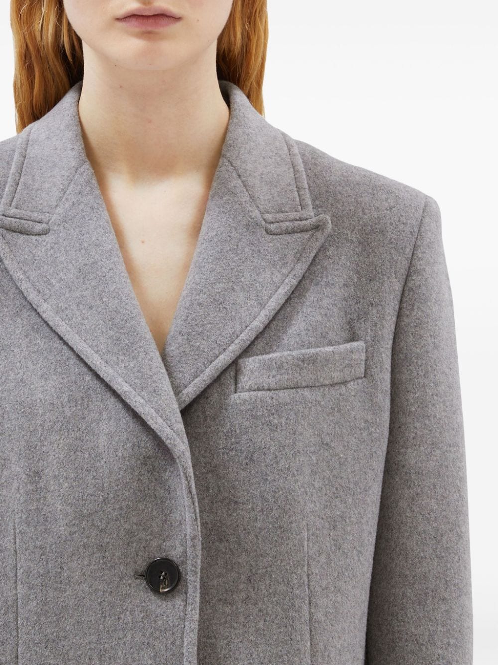 Shop Msgm Notched-lapel Button-fastening Coat In Grey