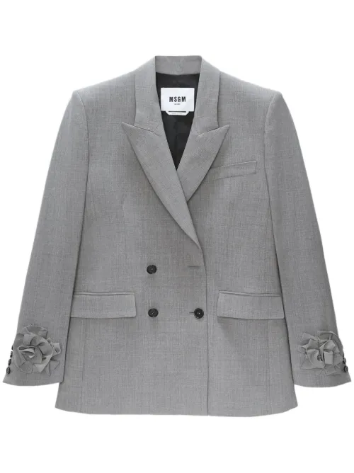Blazer boutonné à fleurs appliquées - MSGM - Modalova