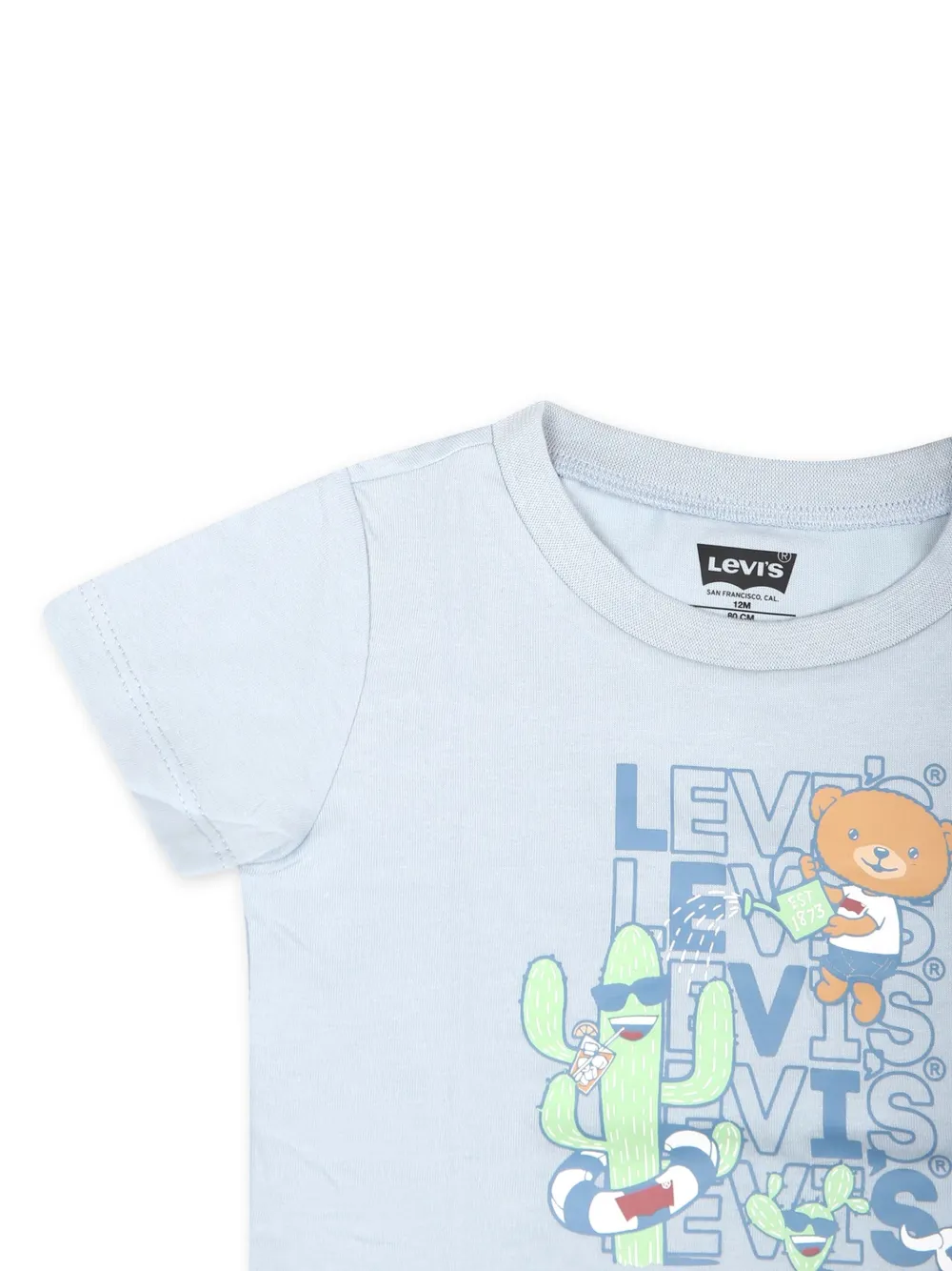 Shop Levi's Cartoon Logo Print Trousers Set In Blue