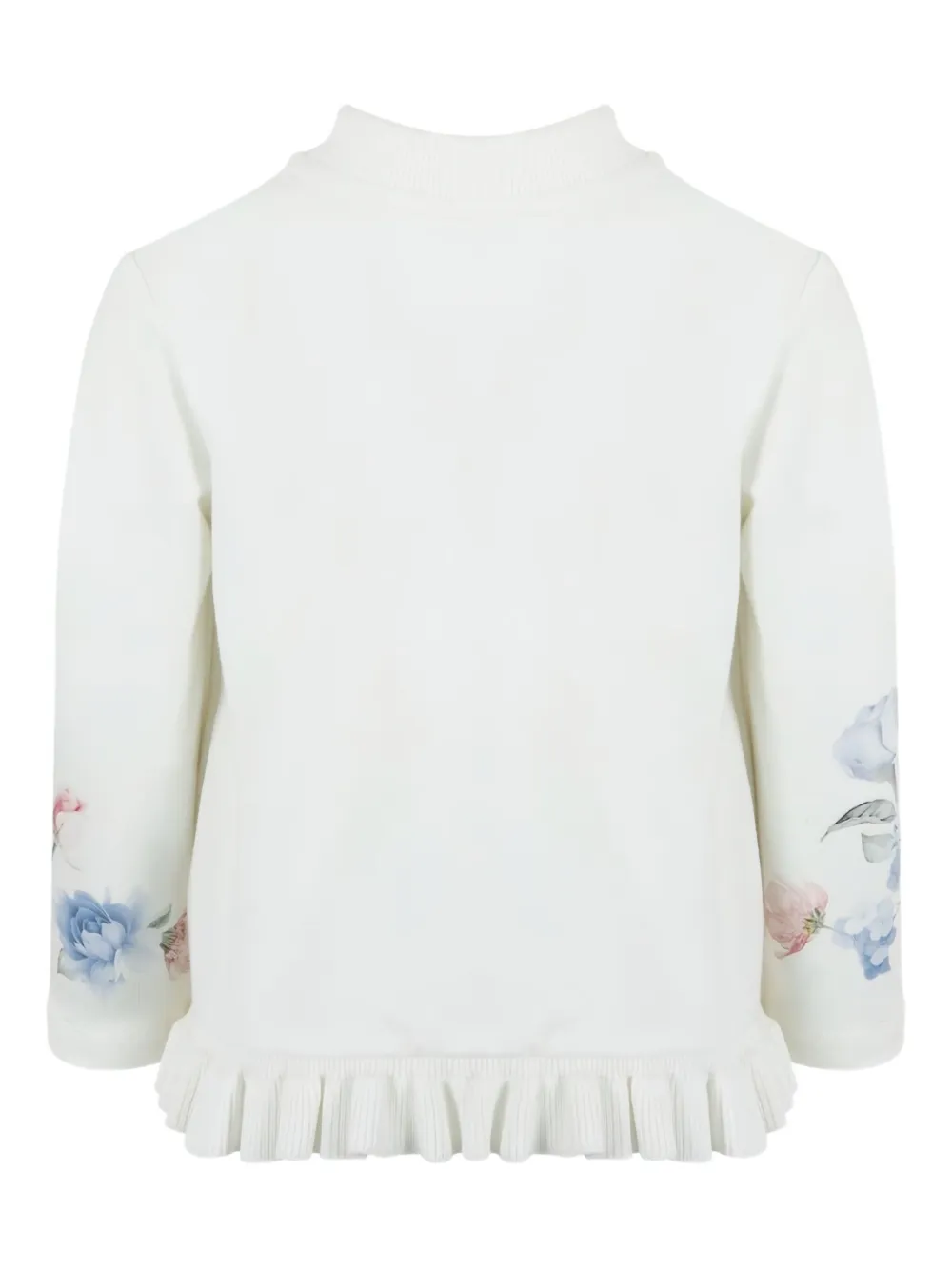 Lapin House Floral-print Ruffled Zipped-up Sweatshirt In Neutral