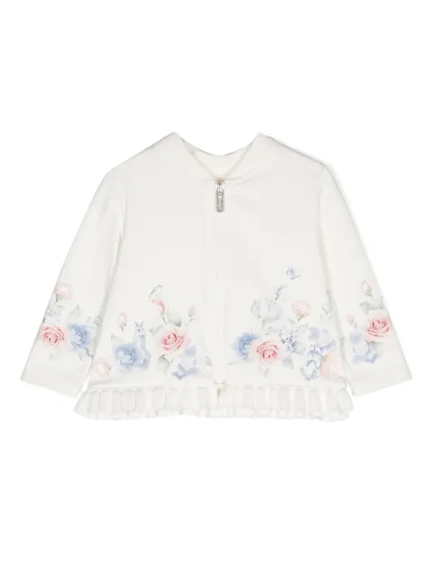 Lapin House floral-print zip-up cardigan