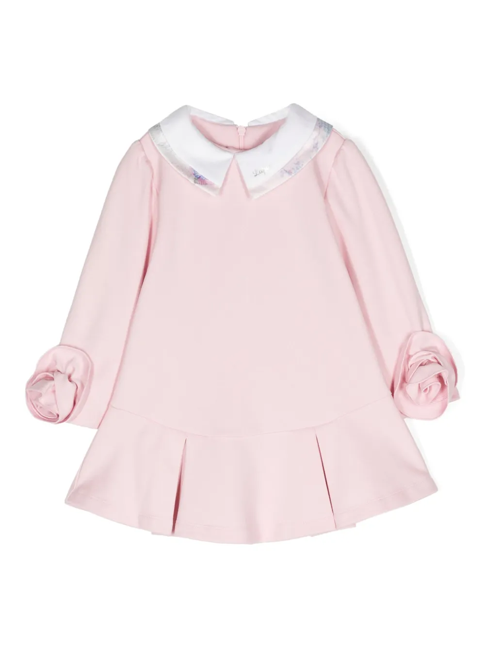 Lapin House floral-appliqué pleated dress | Pink | Image 1