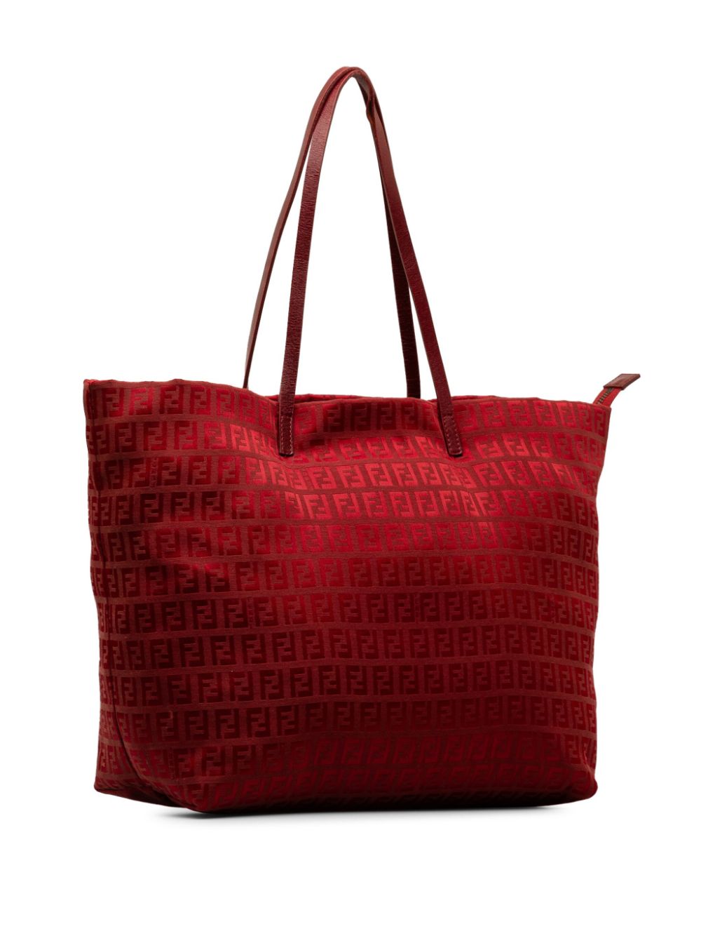 Pre-owned Fendi 2000-2010 Zucchino Roll Tote Bag In Red