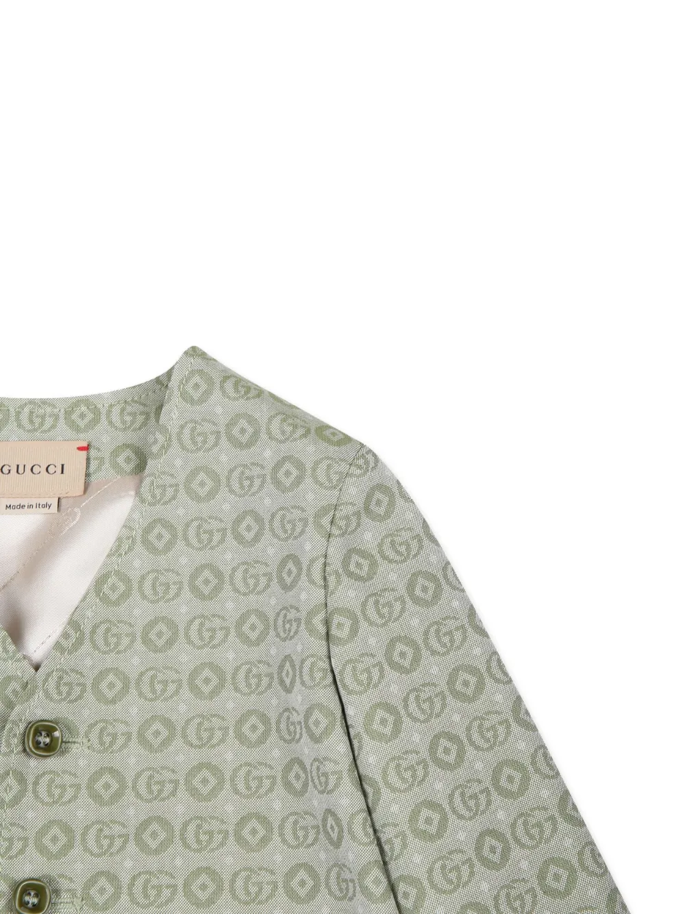 Gucci Kids Katoenen blazer met GG logo Groen