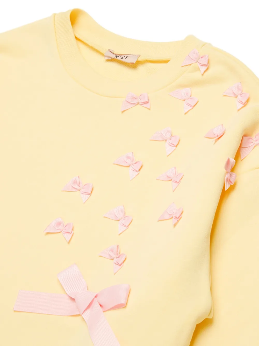 Nº21 Kids Sweaterjurk met strik applicatie Geel