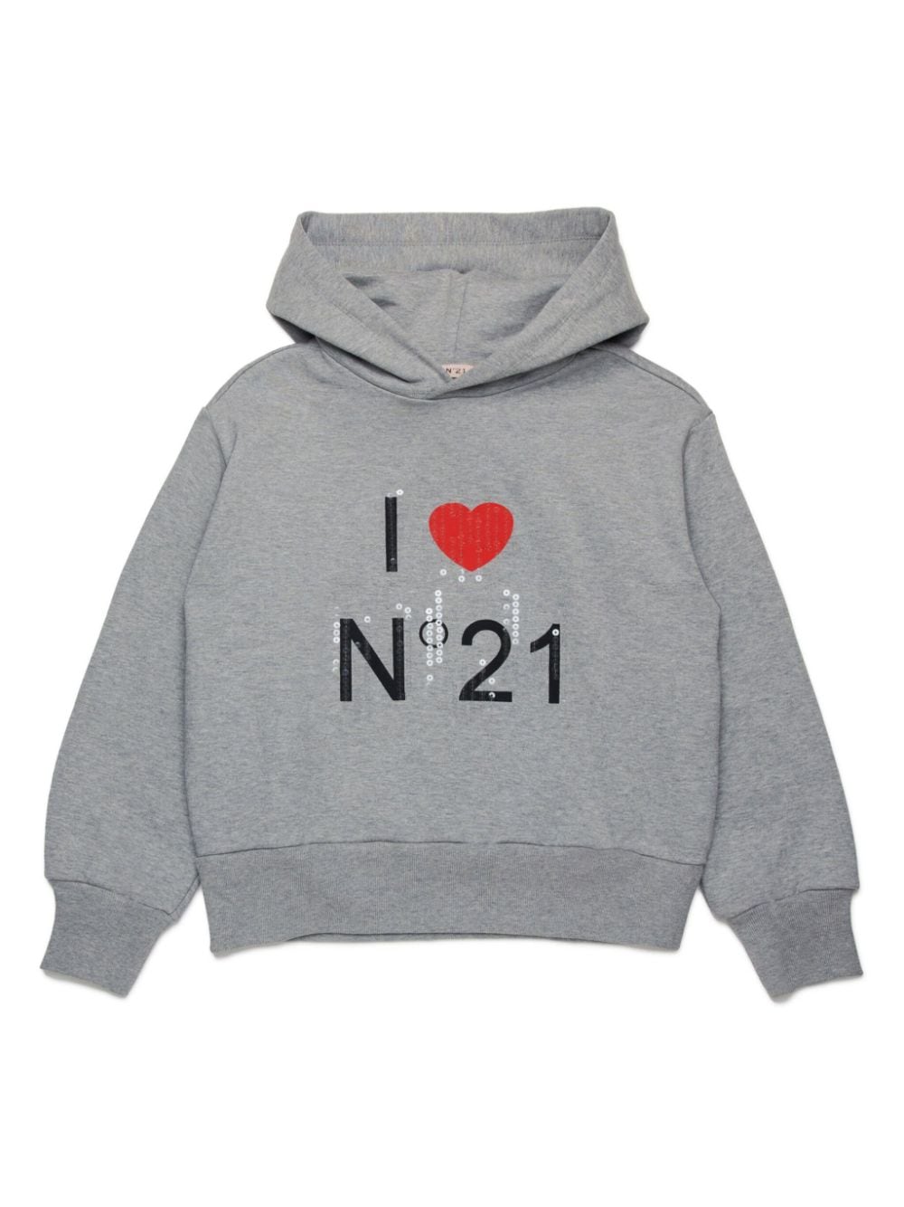 Nº21 Kids logo-print cotton hoodie - Grigio