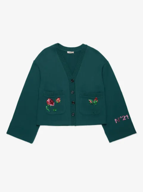 Nº21 Kids embellished cotton cardigan