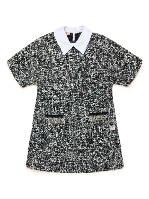 N 21 Kids A line Tweed Dress Black FARFETCH BH