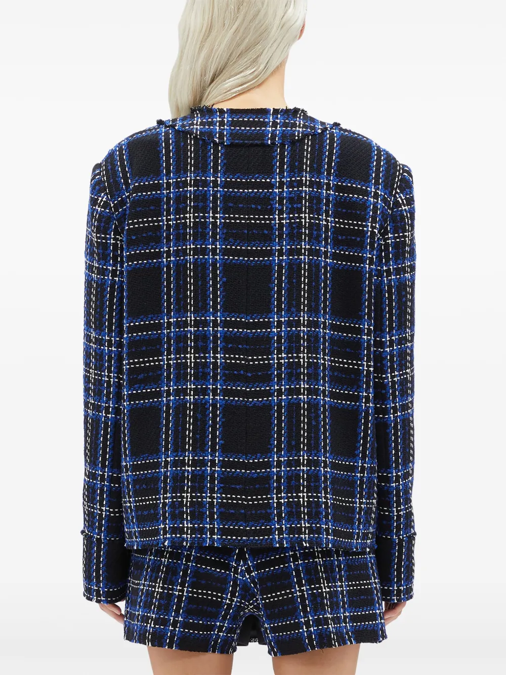 MSGM Geruite tweed jas Zwart