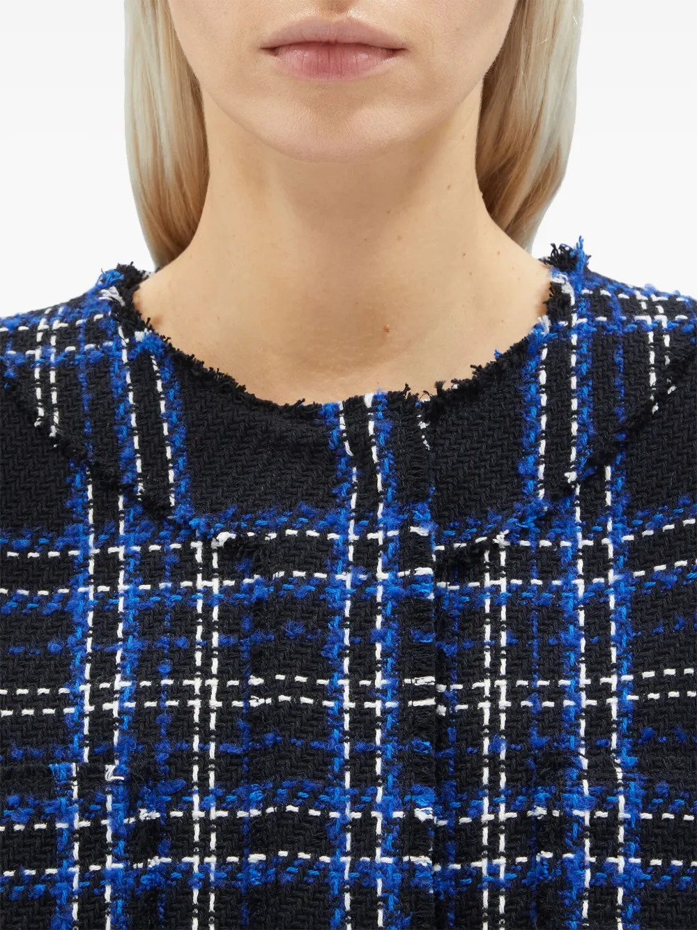MSGM Geruite tweed jas Zwart
