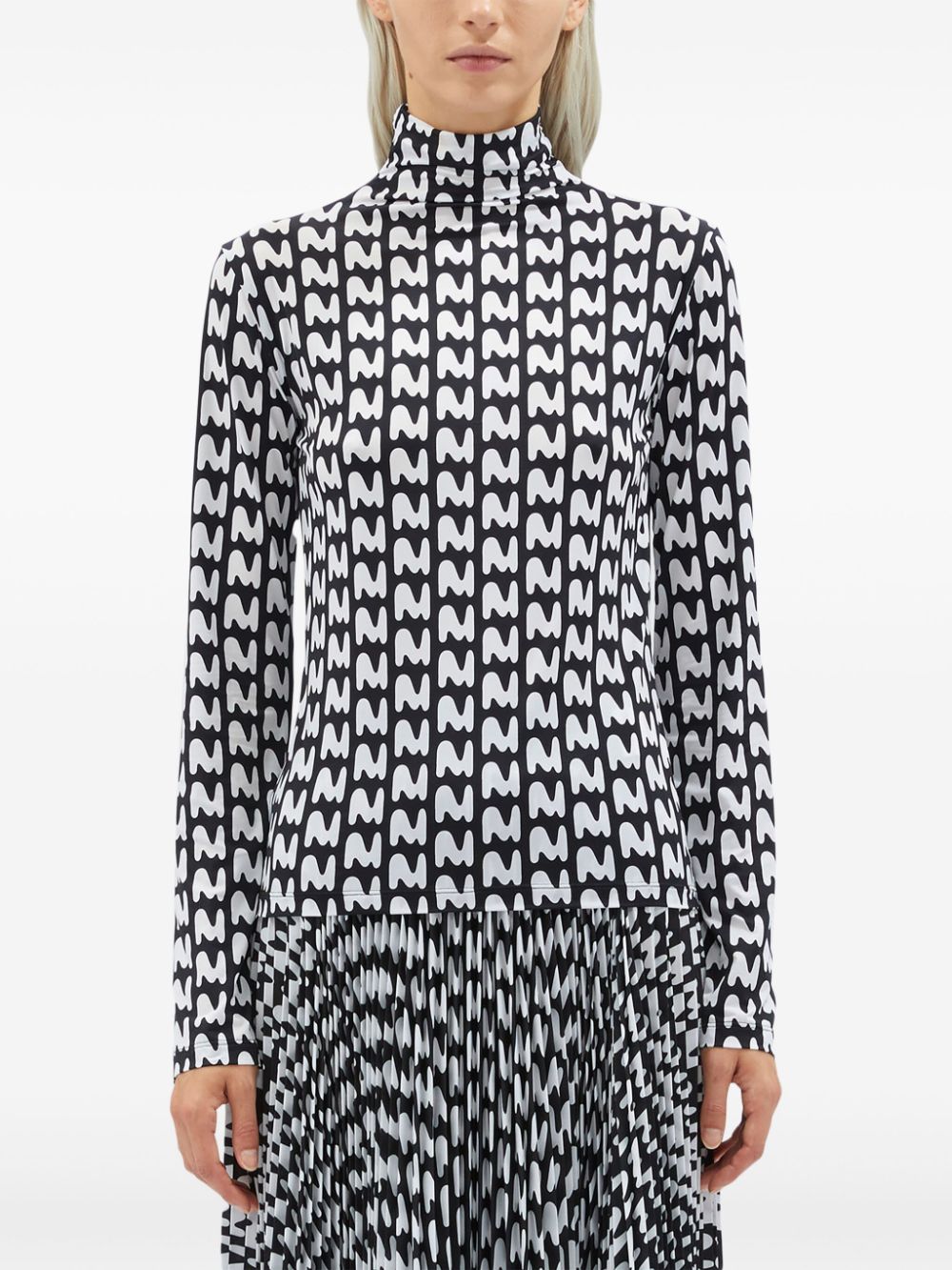 Shop Msgm All-over Logo-print Blouse In Black