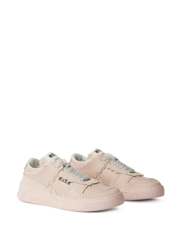 スニーカー MSGM Woman Sneakers Milk MDS172833 01 MSGM logo-print Leather Sneakers | Pink | FARFETCH