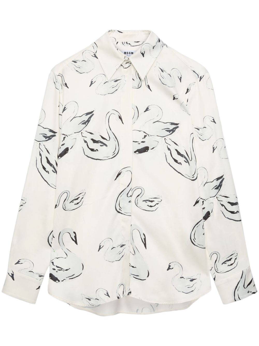 swan-print shirt