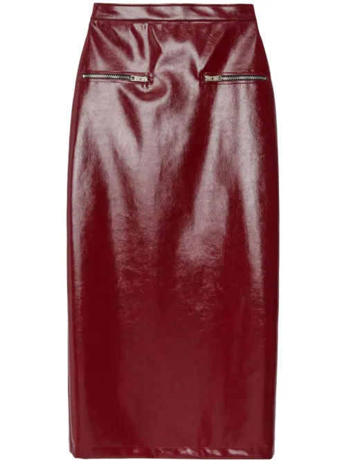Jupe mi-longue à effet vernis - MSGM - Modalova