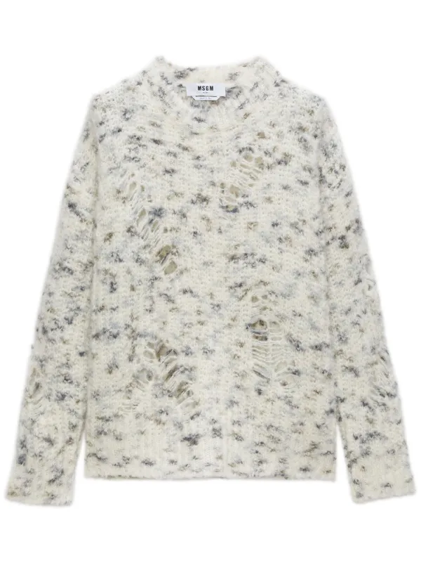 MSGM ダメージ セーター | ホワイト | FARFETCH JP