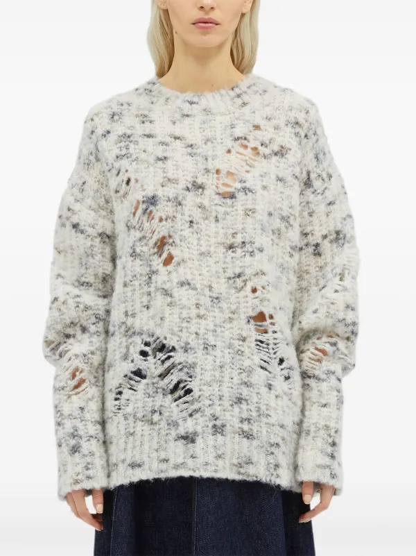 今週の新着アイテム MSGM ダメージ セーター | ホワイト | FARFETCH JP トップス