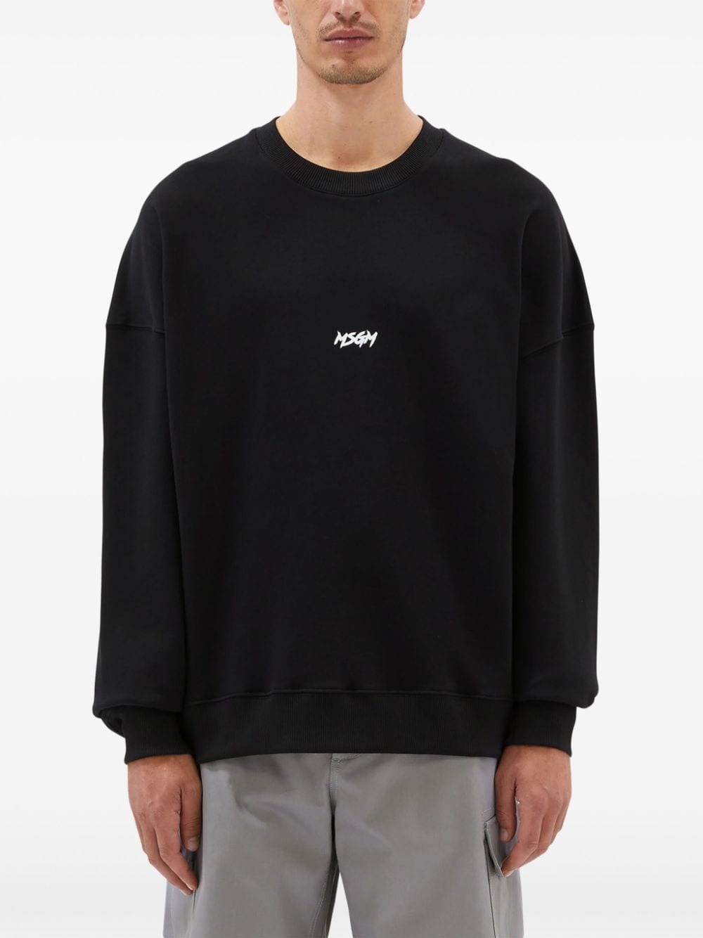 Shop Msgm Logo-print Cotton Sweatshirt In Black